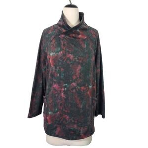 CJ Banks Sweatshirt Top Split Neck Watercolor Size X Womens 14W Pockets Comfy